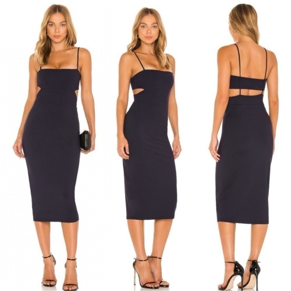Susana Monaco Bandeau Spaghetti Strap Cut Out Dress in black size small